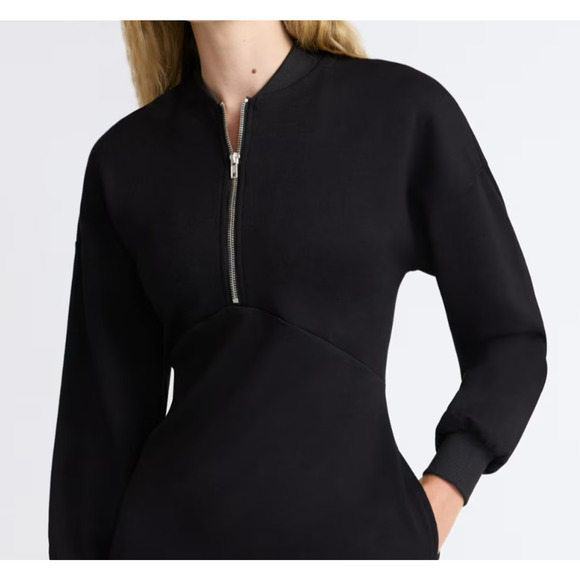 Scoop Womens New ScubaKnit Zip Front Mini Dress Black Soot Size XS (0-2) - Picture 4 of 7